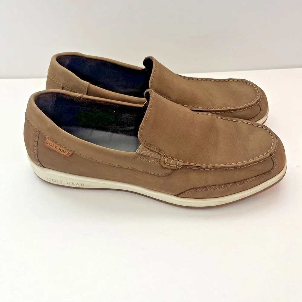 Cole Haan Shoes Men's Slip On Loafer Drivers 8.5M Tan Nubuck Preppy Coastal